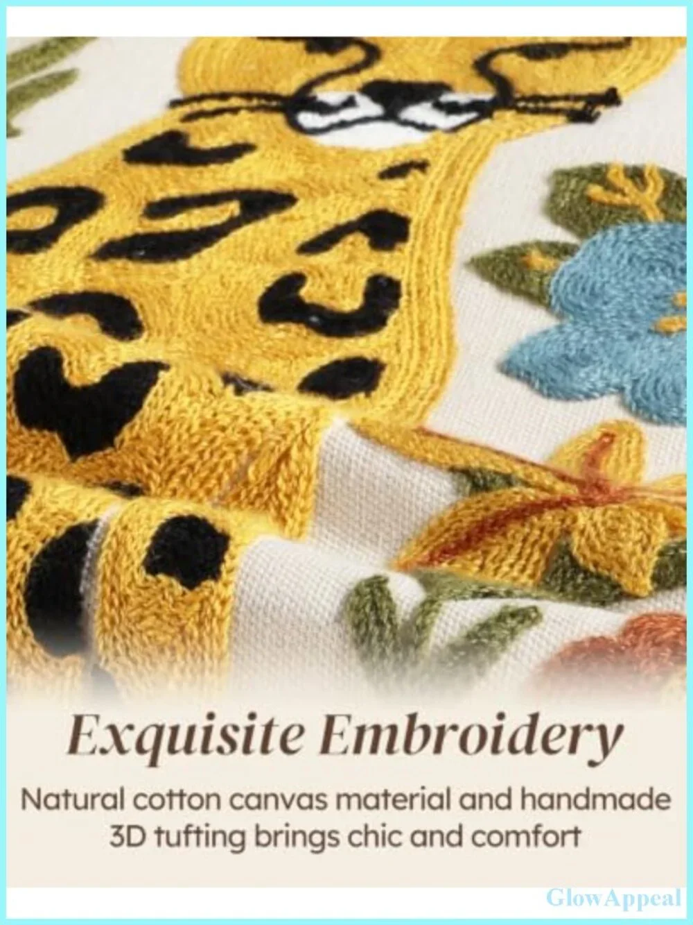 Embroidered Canvas Tote Bag with Magnetic Closure